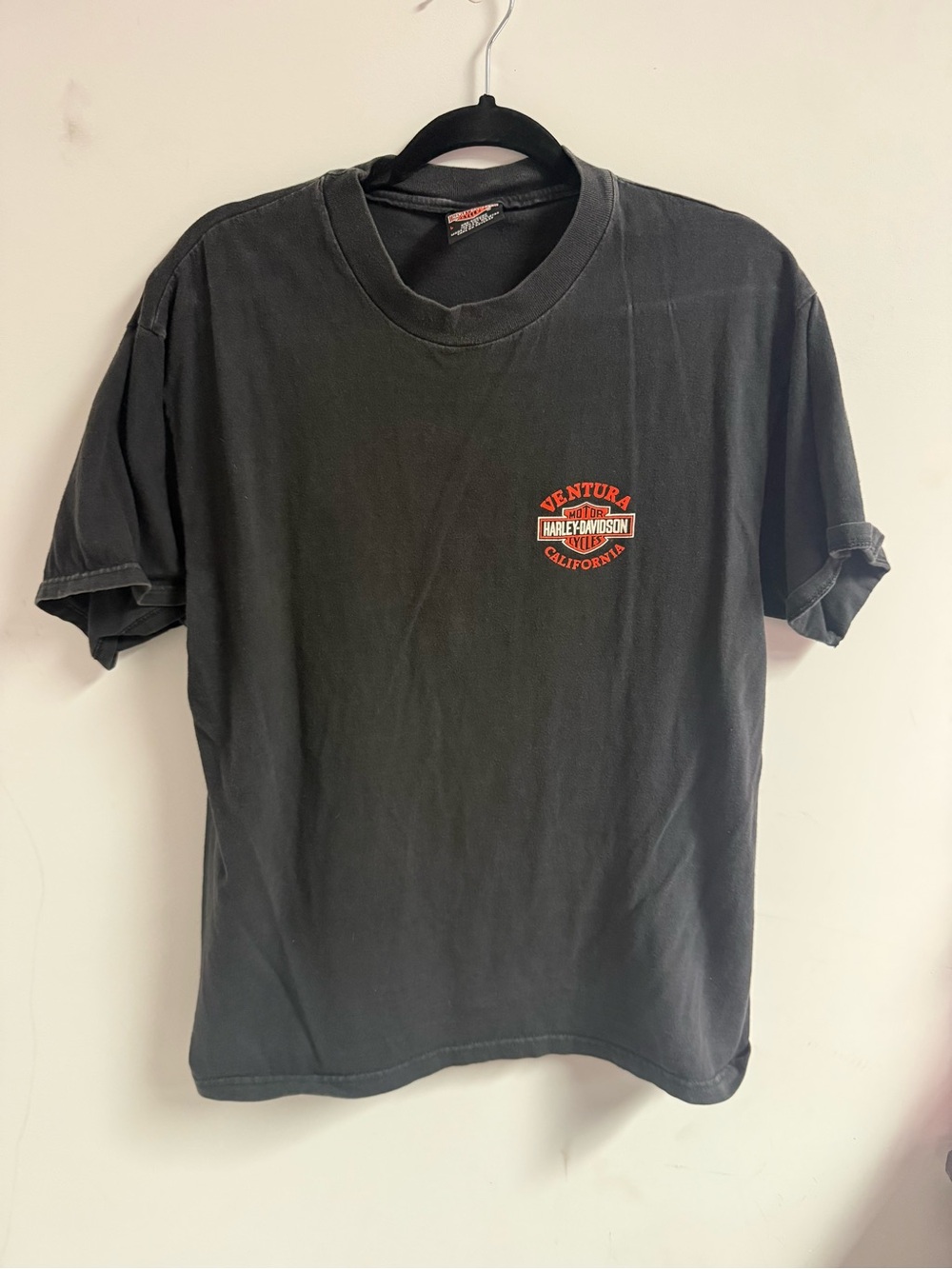 Harley-Davidson Black T‑Shirt with Orange Ventura Logo